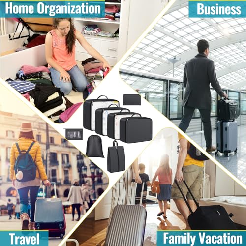 ExploreBliss Packing Cubes for Suitcases 8 Set, Durable Packing Cubes, Foldable Suitcase Organizer Bags Set for Travel Accessories for Luggage(Grey)