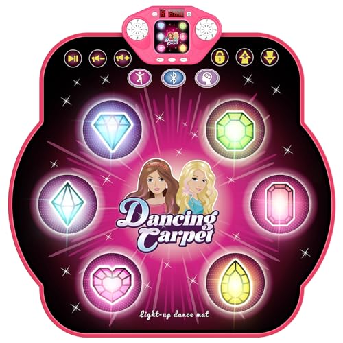 KIZJORYA Dance Mat for Kids, Upgraded Switchable 4 & 6 Button Mode Electronic Dance Pad with Bluetooth-9 Levels, Light Up Children Music Game Mat, Toys for Girls Boys Ages 3-12