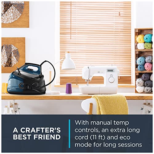 Rowenta Perfect Steam Pro Stainless Steel Soleplate Professional Steam Station for Clothes 37 Ounce Removable Tank Fast Heat Up, 1800 Watts Iron, Fabric Steamer, Garment Steamer DG8624