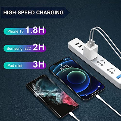 6Pack USB Wall Charger, iGENJUN 2.4A Phone Charger Dual USB Port Cube Power Plug Adapter Fast Wall Charger Block Compatible with iPhone 14/14 Pro/13/13 Pro, Samsung Galaxy, Pixel, LG, Android-White