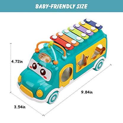 TOY Life Baby Toys 12-18 Months Baby Xylophone Toys Kids Xylophone Baby Toys 6 to 12 18 Months Toys Musical Instruments with Shape Sorter & Building Blocks Shape Sorting Bus Baby Learning Bus