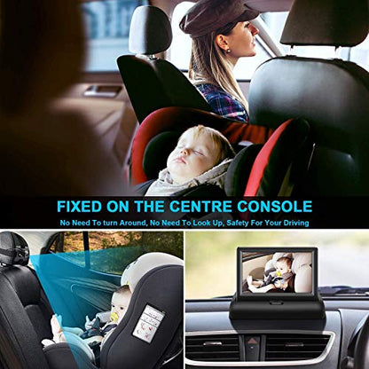 Shynerk Baby Car Mirror, 4.3'' HD Night Vision Function Car Mirror, Safety Car Seat Mirror Camera Monitored Mirror with Wide Crystal Clear View, Aimed at Baby, Easily Observe the Baby’s Move