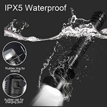 kwznob Rechargeable LED Flashlights, 100000 High Lumens Super Bright Flashlights with 3 Modes Waterproof Zoomable Flash Light for Outdoor Emergency