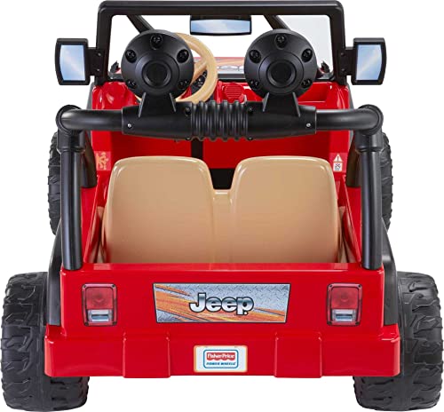 Power Wheels Jeep Wrangler Ride-On Battery Powered Vehicle With Charger & Storage Area For Preschool Kids Ages 3+ Years, Seats 2, Red