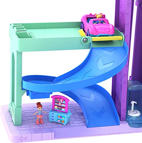 Polly Pocket Dolls and Playset, Mega Mall with 3 Micro Dolls, Toy Car and Accessories, 6 Floors and Elevator, Toys for Kids (Amazon Exclusive)