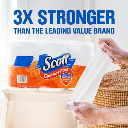 Scott ComfortPlus Toilet Paper, 12 Double Rolls, 231 Sheets per Roll, Septic-Safe, 1-Ply Toilet Tissue
