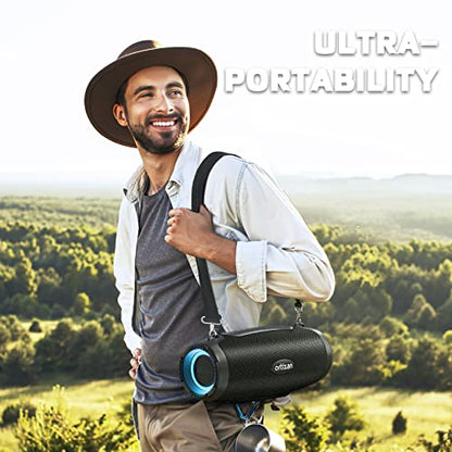 Ortizan Bluetooth Speakers Loud, 80W Powerful Sound and Monstrous Bass, IPX7 Waterproof/True Wireless Stereo/Power Bank/Pro EQ/DSP/LED Lights/12H Playtime, Portable Outdoor Speaker for Party, Camping