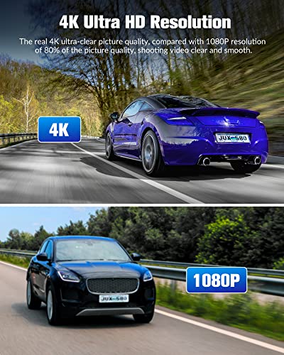 Dash Cam Front and Rear Inside, 4K/2.5K Full HD Dash Camera for Cars with Free 32GB SD Card,Built-in Super Night Vision,170°Wide Angle,WDR, Loop Recording, 24H Parking Mode