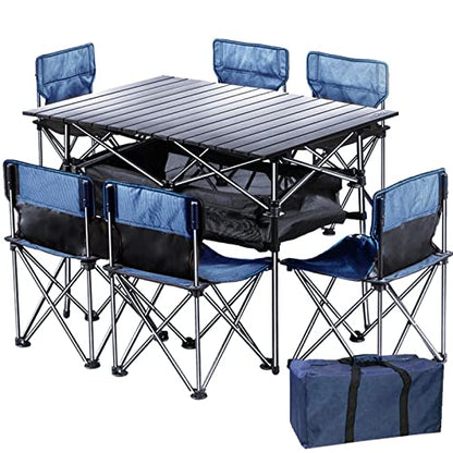 BotaBay Folding Camping Table, Portable Lightweight Picnic Table for Outdoor Travel, Grill Beaches Party, Backyard BBQ, Blue