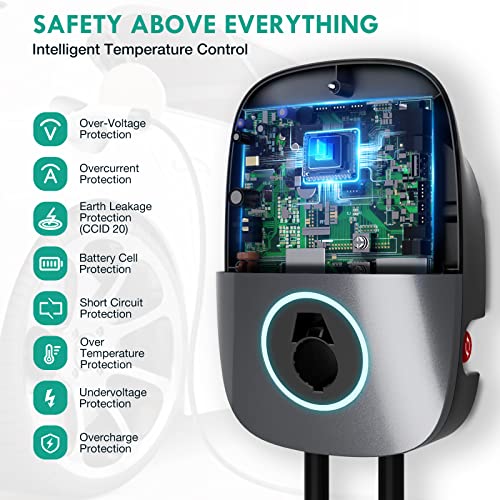 Aimiler EV Charger Level 2, 48A 240V 11.5KW Smart Electric Vehicle Charger with NEMA 14-50P, 25ft-Cable ETL Listed Indoor/Outdoor Car Charging Station with App, Wi-Fi and Bluetooth Enabled EVSE