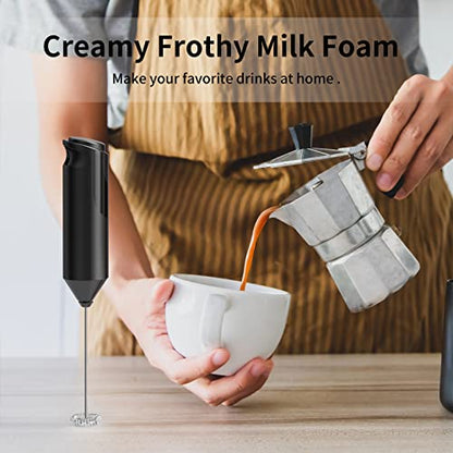 Milk Frother for Coffee, Handheld Frother Electric Whisk, Milk Foamer and Coffee Blender for Latte, Matcha, Cappuccino, Hot Chocolate, Battery Operated Mini Drink Mixer