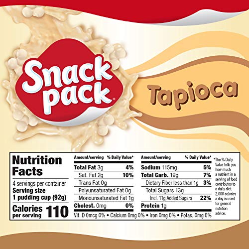 Snack Pack Tapioca Pudding, 4 Count Pudding Cups (12 Pack)