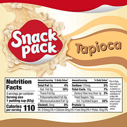 Snack Pack Tapioca Pudding, 4 Count Pudding Cups (12 Pack)