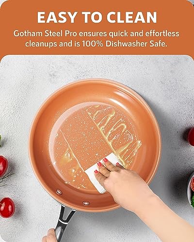 Gotham Steel Pro 13 Pc Ceramic Pots and Pans Set Nonstick Cookware Sets Pot and Pan Set, Kitchen Cookware Sets, Ceramic Cookware Set, Hard Anodized Cookware Set, Pot Set, Dishwasher Safe, Copper