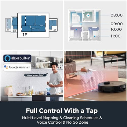 EUREKA E10s Robot Vacuum and Mop Combo 2 in 1, Bagless Self-Emptying Station, 45-Day Capacity, 4000pa Suction&Auto Lifting Mop, Smart LiDAR Navigation For Carpet, Hard Floors, Pet Hair, App Controlled