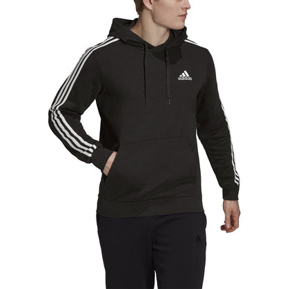 adidas Men's Essentials Fleece 3-stripes Hoodie, Black, Small