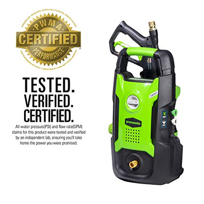 Greenworks 1600 PSI (1.2 GPM) Electric Pressure Washer (Ultra Compact / Lightweight / 20 FT Hose / 35 FT Power Cord) Great For Cars, Fences, Patios, Driveways