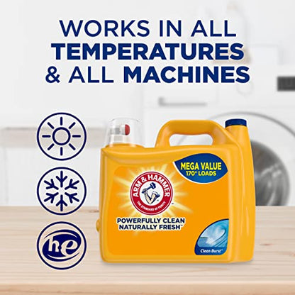 Add 3 To Your Cart! Arm & Hammer Clean Burst, 170 Loads Liquid Laundry Detergent, 170 Fl oz × 3 Count