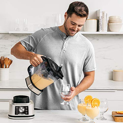 Ninja SS351 Foodi Power Blender & Processor System 1400 WP Smoothie Bowl Maker & Nutrient Extractor* 6 Functions for Bowls, Spreads, Dough & More, smartTORQUE, 72-oz.** Pitcher & To-Go Cups, Silver