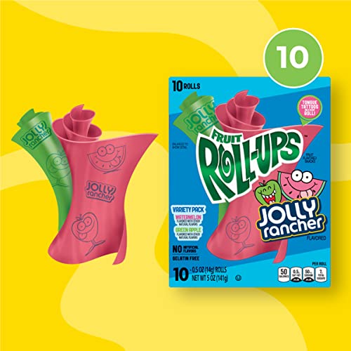 Fruit Roll-Ups Fruit Flavored Snacks, Jolly Rancher, Variety Pack, 10 ct (Pack of 10)