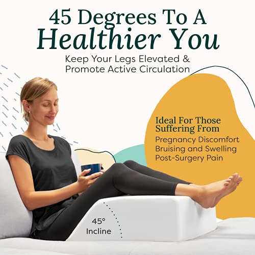Zen Bamboo Wedge Pillows for Sleeping - Luxury Foam Leg Elevation Pillow for Leg & Back Discomfort w/Removable Cover