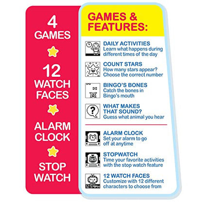 CoComelon JJ’s Learning Smart Watch Toy for Kids with 3 Education-Based Games, Alarm Clock, and Stop Watch, Officially Licensed Kids Toys for Ages 3 Up by Just Play