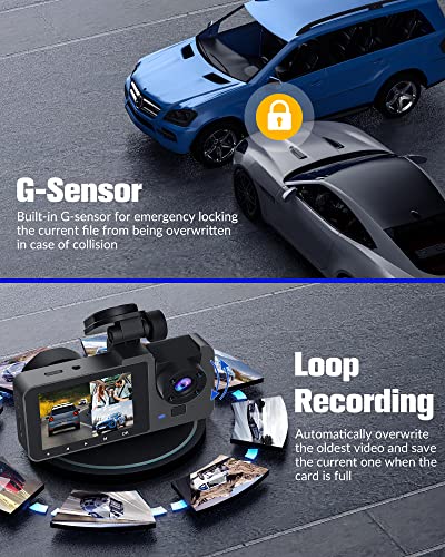Dash Camera for Cars,4K Full UHD Car Camera Front Rear with Free 32GB SD Card,Built-in Super Night Vision,2.0'' IPS Screen,170°Wide Angle,WDR, 24H Parking Mode, Loop Recording