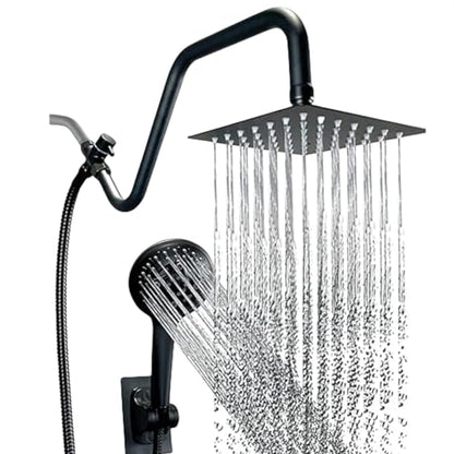 8 inch Rain Shower Head with Handheld Spray, Metal High Pressure Rainfall Shower Head with Handheld Combo with 13 inch Extension Shower Arm,Rain Shower and Handheld Separately or Dual Spray