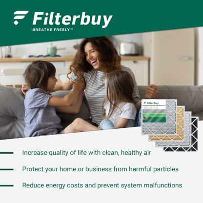 Filterbuy 20x25x1 Air Filter MERV 13 Optimal Defense (6-Pack), Pleated HVAC AC Furnace Air Filters Replacement (Actual Size: 19.50 x 24.50 x 0.75 Inches)