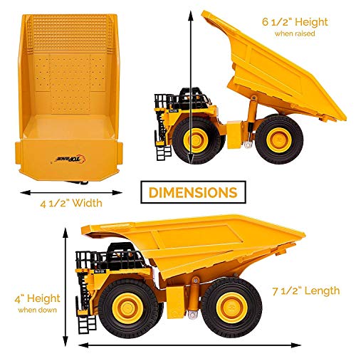 Top Race Diecast Heavy Metal Construction Toy Tractor 1:40 Scale (Dump Truck) Diecast Metal Vehicle Toys for Kids 8+ | Dumptruck for Adults | Yellow & Black Dump Truck Toys