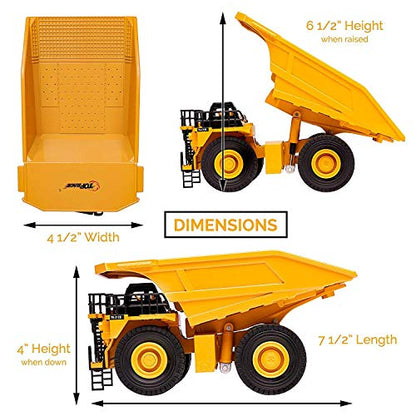 Top Race Diecast Heavy Metal Construction Toy Tractor 1:40 Scale (Dump Truck) Diecast Metal Vehicle Toys for Kids 8+ | Dumptruck for Adults | Yellow & Black Dump Truck Toys