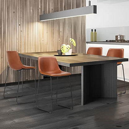 Sweetcrispy Dining Chairs Set of 2，Kitchen & Dining Room Chairs, PU Leather Cushion and Metal Legs Bar Chairs, Counter Height Bar Stools for Kitchen Island