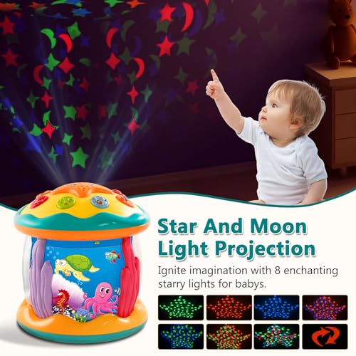 MFEESYOB Baby Toys 6 to 12 Months - Musical Learning Infant Toys, Ocean Rotating Projector Light Up Toys for Toddlers 6+ Months, 1 2 3+ Years Old, Boys Girls Baby Toy for Climbing, Walking