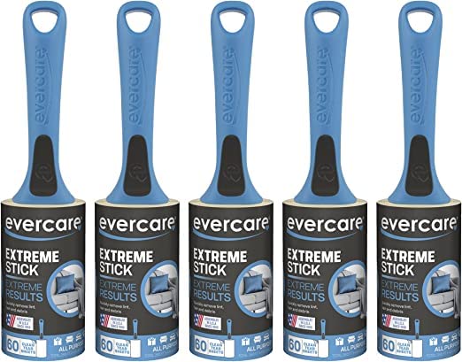 Evercare All Purpose Lint Brush, Value Pack - 5 Rollers (300 Sheets Total), Blue