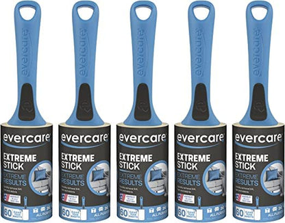 Evercare All Purpose Lint Brush, Value Pack - 5 Rollers (300 Sheets Total), Blue