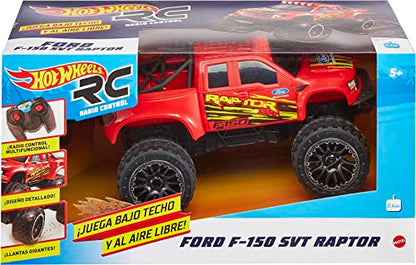 Hot Wheels Remote Control Truck, Red Ford F-150 RC Vehicle with Full-Function Remote Control, Large Wheels & High-Performance Engine, 2.4 GHz with Range of 65 Feet [Amazon Exclusive]