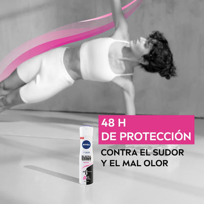 NIVEA Black & White Invisible Original Spray 6 Pack (6 x 200 ml), Feminine Care Stain Deodorant, Protect Skin and Clothing