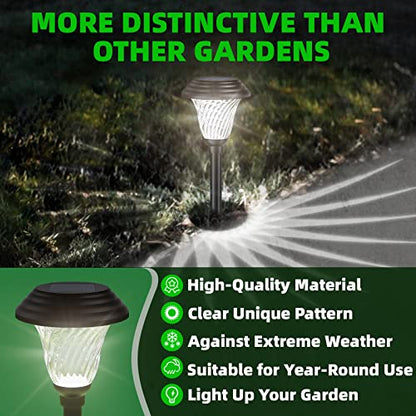 Jkoeier Bright Solar Outdoor Lights 8pack, IP65 Waterproof Solar Pathway Lights, 12 Hrs Long-Lasting Landscape Lighting Solar Garden Lights, Solar Lights Decorative for Walkway Patio Yard & Lawn