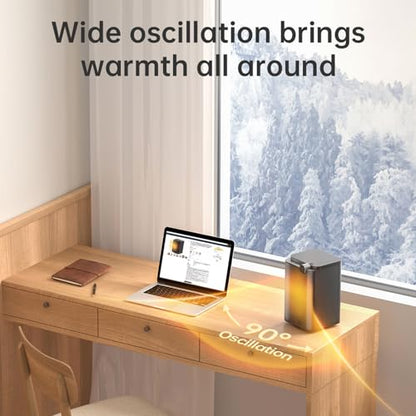 Space Heater, 90° oscillation portable heater, 1500W PTC electric heater with thermostat,1-12H Timer, fast and safe heating, small room heaters with heating and fan modes for bedroom, office, indoor