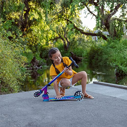 Jetson Scooters - Mars Kick Scooter (Midnight Black) - Collapsible Portable Kids Push Scooter - Lightweight Folding Design with High Visibility RGB Light Up LEDs on Wheels and Deck
