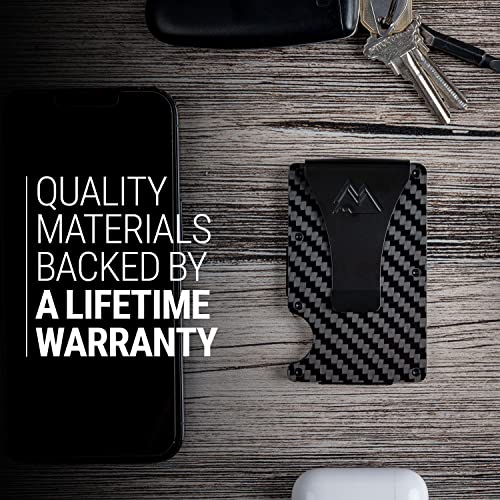 Mountain Voyage Minimalist Wallet for Men - Slim RFID Wallet I Scratch Resistant, Matte Carbon Fiber Credit Card Holder & Money Clip, Easily Removable Money & Cards, Mens Wallets