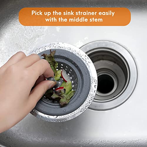 Kitchen Sink Drain Strainer 2 Pack Silicone Sink Stopper for Kitchen Sink with Stainless Steel Edge 4.5'' Diameter Rim