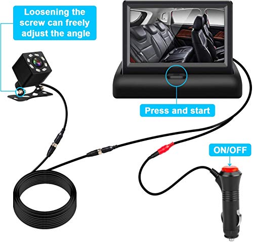 Shynerk Baby Car Mirror, 4.3'' HD Night Vision Function Car Mirror, Safety Car Seat Mirror Camera Monitored Mirror with Wide Crystal Clear View, Aimed at Baby, Easily Observe the Baby’s Move