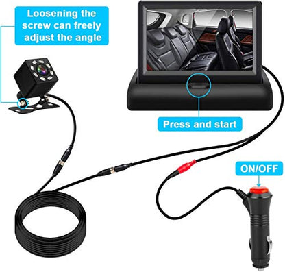 Shynerk Baby Car Mirror, 4.3'' HD Night Vision Function Car Mirror, Safety Car Seat Mirror Camera Monitored Mirror with Wide Crystal Clear View, Aimed at Baby, Easily Observe the Baby’s Move