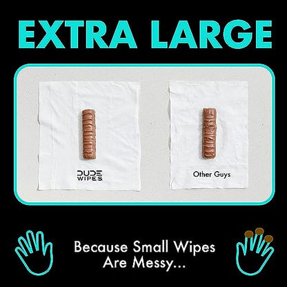 DUDE Wipes - Flushable Wipes - 3 Pack, 144 Wipes - Mint Chill Extra-Large Adult Wet Wipes - Vitamin-E, Aloe, Eucalyptus & Tea Tree Oils - Septic and Sewer Safe