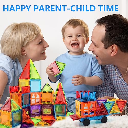 GEPER Magnetic Tiles Kids Toys, Toddler Girls & Boys Toys Age 4-5 6-8, Sensory Toys for Toddler 3-4, Magnet Toys Building Blocks for Toddler, STEM Preschool Learning Montessori Toys for 3+ Year Old