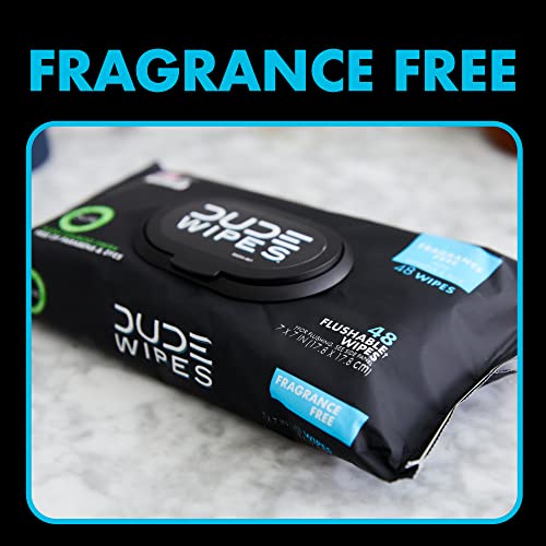 Add 4 To Your Cart! DUDE Wipes - Flushable Wipes Stocking Stuffers - 1 Pack, 48 Wipes - Unscented Extra-Large Adult Wet Wipes - Vitamin-E & Aloe for at-Home Use - Septic and Sewer Safe