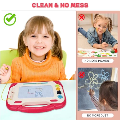 LZZAPJ Magnetic Drawing Board for Kids,Toys for 2 Year Old Girl,Doodle Board Writing Tablet for Toddlers 1-3, Toddler Travel Learning Toys, First Birthday Christmas Gifts for Girls(Red)