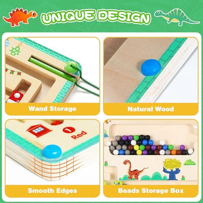 Lktvys Magnetic Activity Board, Educational Montessori Toy for 3+ Year Olds, Wooden Puzzle Game, Learning Counting and Matching Toy for Toddlers and Kids Boys Girls Preschoolers 3 4 5 Years Old