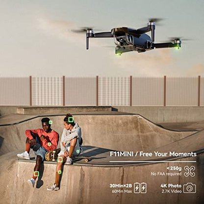 Ruko F11MINI Drones with Camera for Adults 4K, Under 250g, 2 Batteries 60 Min Flight Time, Foldable and Lightweight, 5GHz WiFi, GPS Auto Return, Follow Me, Waypoints, Points of Interest for Beginner